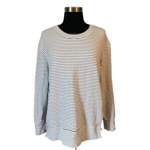 Daily Ritual White/Black Stripe Long Sleeve Shirt Women's Size Medium